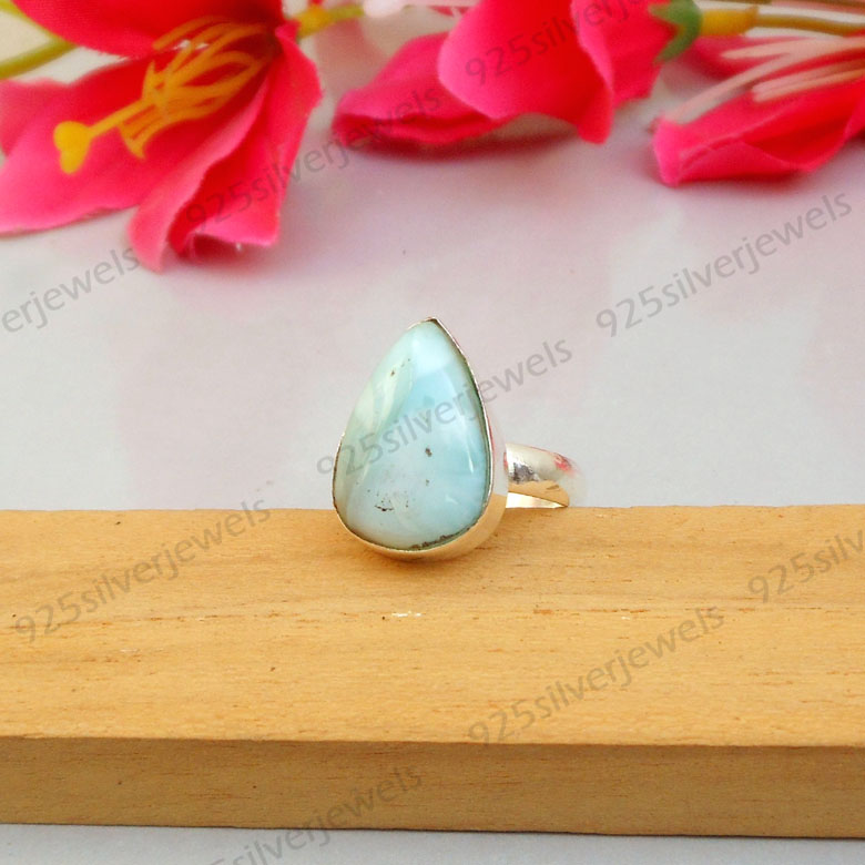 Sky Blue Larimar Stacking Ring Bridal Gifts for Her